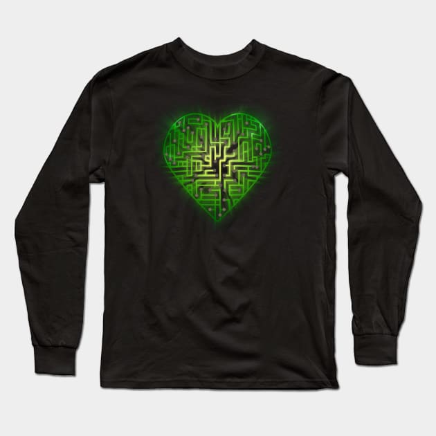 TechHeart (green) Long Sleeve T-Shirt by Godot